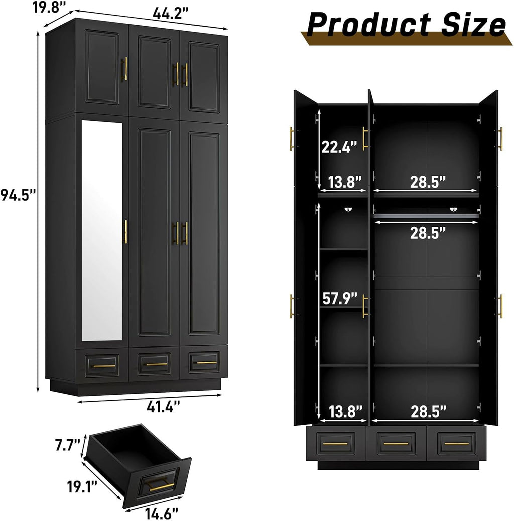 Smart 3-Door RGB Wardrobe — Complete Storage Meets Modern Tech!