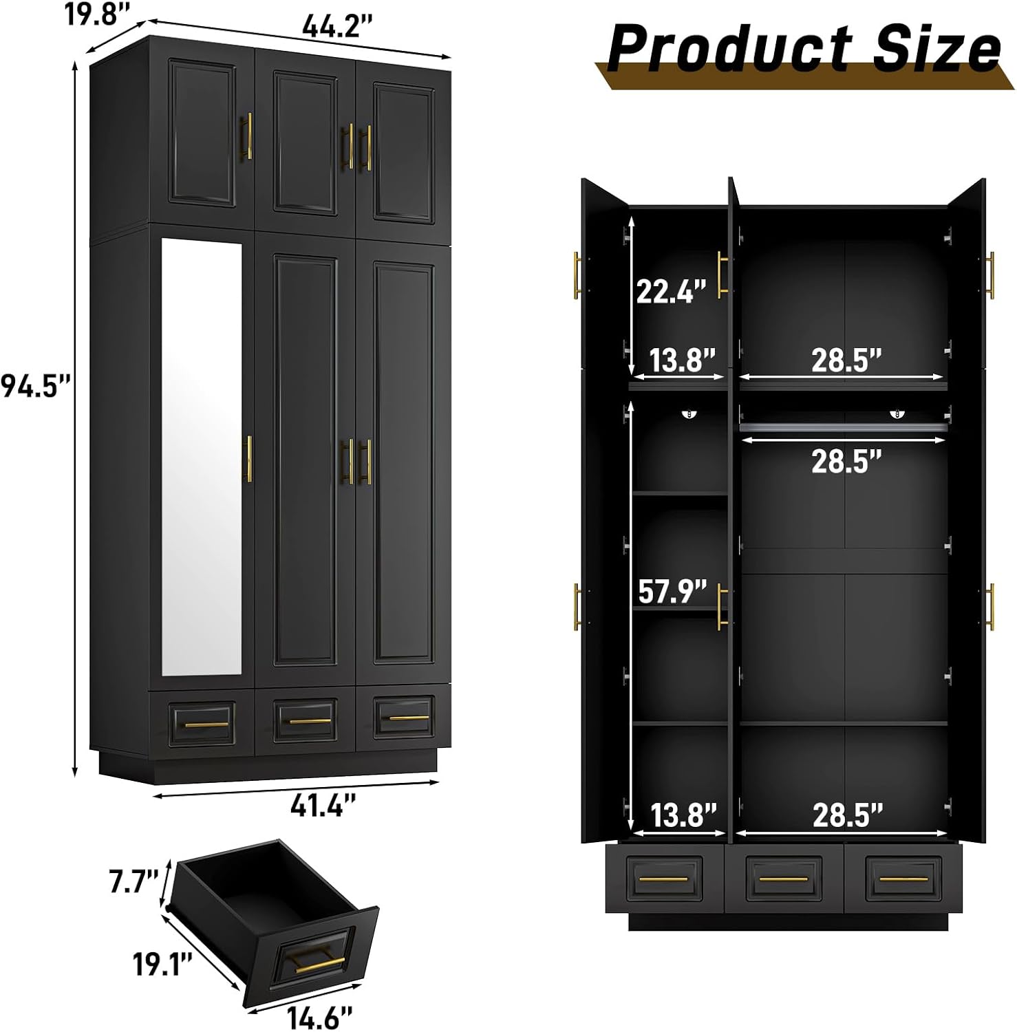 Smart 3-Door RGB Wardrobe — Complete Storage Meets Modern Tech!
