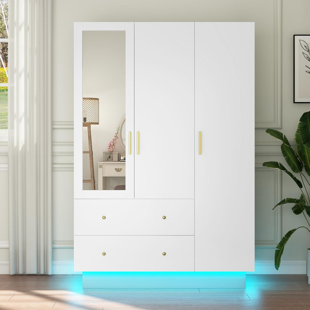 Smart 3-Door RGB Wardrobe — Illuminate & Organize in Style!