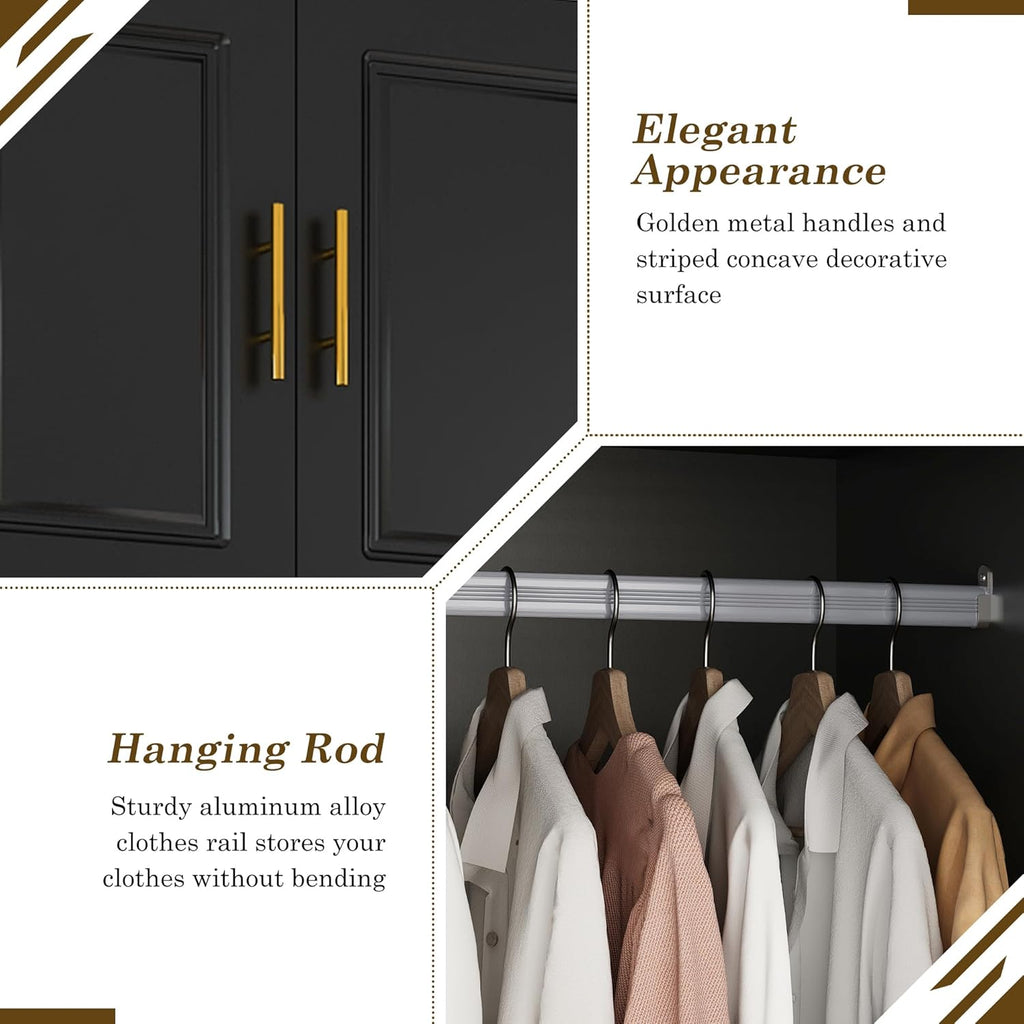 Smart 4-Door RGB Wardrobe — Illuminate Your Storage in Style!