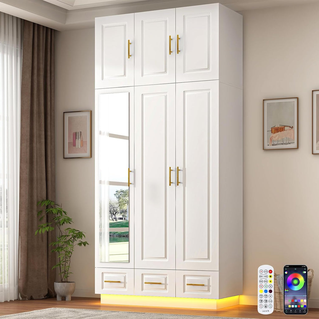 Smart 3-Door RGB Wardrobe — Complete Storage Meets Modern Tech!