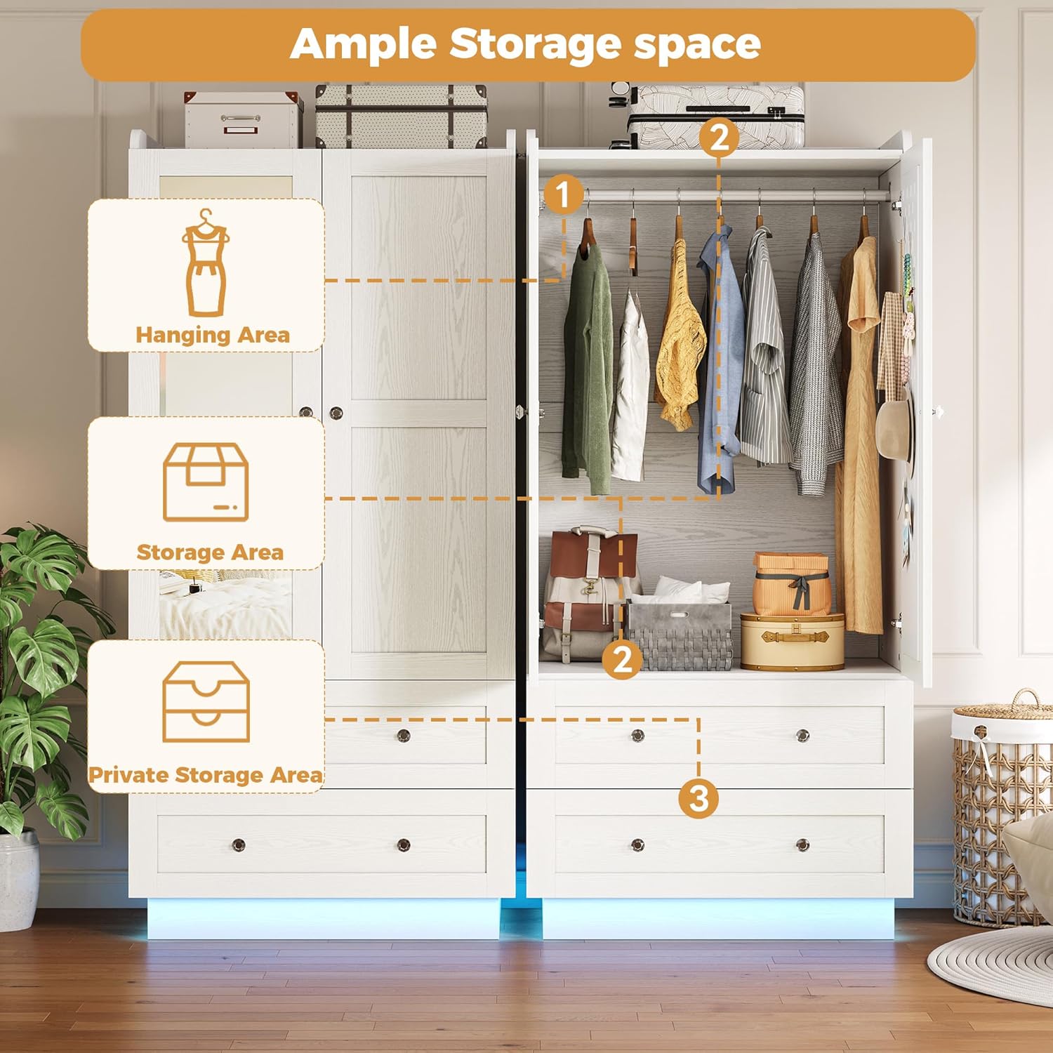 Smart LED Wardrobe — Where Style Meets Intelligent Storage!