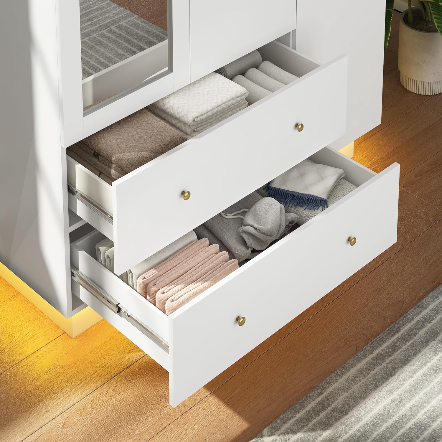 Smart 3-Door RGB Wardrobe — Illuminate & Organize in Style!