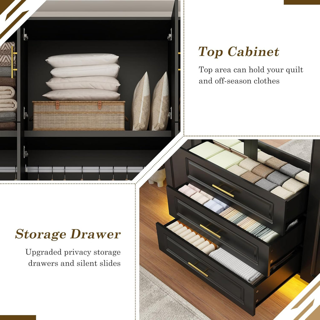 Smart 4-Door RGB Wardrobe — Illuminate Your Storage in Style!